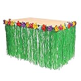 (A) - Newest Green Table Skirt Hawaiian Luau Hibiscus Green Table Skirt Party Decorations Green (A)