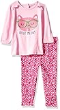 Bon Bebe Baby Girls' 2 Pc L/s Top and French Terry Pant Set Pink Kitty 18 Months [並行輸入品]