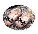 WIN ベビー 夏 シューズ 赤ちゃん 可愛い プレゼント 軽量 履かせやすい マジックテープ ストラップ 花 新生児 フォーマル靴 (内寸12.5cm, ピンク)