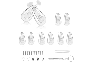 [PureSino] 鼻パッド メガネ 鼻パッド 眼鏡鼻パッド メガネ用 鼻あて エアクッション 5ペア パッド跡軽減 メガネずれ落ち防止 ノーズパッド 柔らかい シリコン製 交換セット ピンセット ドライバー ネジ付き
