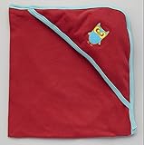 Bambino Land Hooded Blanket - Earth Red & Aqua Trim Owl [並行輸入品]