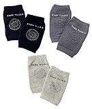 GJTr ベビー キッズ 用 ひざあて フリーサイズ サポーター 3組 セット ネイビー チャコール グレー B