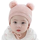 YY-Natuhi ベビー ニット帽子 男の子 女の子 新生児 帽子 ボンボン とんがり ハット キャップ 秋冬 キッズ 赤ちゃん 子供 かわいい 防寒 防風 3ヶ月～18ヶ月 アウトドア (4ピンク