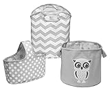 Delta Children 3 Piece Canvas Nursery Storage Set, Grey Owl