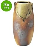 3個セット 花瓶 火色金彩長花入（信楽焼） [ 14 x 14 x 29cm ] 料亭 旅館 和食器 飲食店 業務用