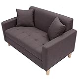 UNE BONNE(ウネボネ)ソファ ソファー 引出し付き 2人掛け コンパクトソファー 収納 引出しソファ 撥水加工ファブリック 同色クッション2個セット 幅116cm 北欧 ダークブラウン