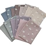 MYmama カットクロス 綿麻シーチング 生地 クレイン ＆ 無地 約48×25cm 14枚 セット 花 小花 コットン リネン ナチュラル くすみ 小物