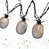 LIDORE Set of 10 Metal Pineapple Shaped Lanterns String Lights. Best For Indoor/Outdoor Decoration. 