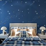 (ハンメロ)HANMEROリビング 部屋 diy リフォーム用貼ってはがせるフリース壁紙 星空 のりなし 53cm×10m ブルー