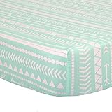 Mint Green Tribal Print 100% Cotton Sateen Fitted Crib Sheet by The Peanut Shell by The Peanut Shell