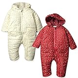 (ワイン/80cm)ベビー服 女の子 カバーオール ジャンプスーツ mia mail ミアメール 中綿 星総柄 フリル付フード リボン装飾 女児 ベビー