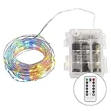 B-right 100LED 34ft Multi-color Dimmable Copper Wire String Lights, IP65 Waterproof, Timer Function,