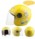 tkd　オートバイ用　子供ヘルメット　防寒、防風、防雨　冬季保温半盔　男女通用　51-54cm (ミニオン)