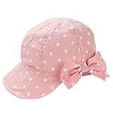 LeafIn ベビー 帽子 キッズ ハット 日よけ 紫外線対策 UVcut帽子 ドット 水玉 リボン 蝶結び サファリハット チューリップハット (M, ピンク)