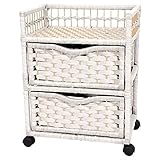 Oriental Furniture 23 Natural Fiber Chest of Drawers on Wheels - White [並行輸入品]