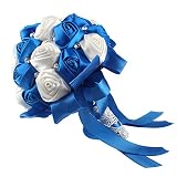 OurWarm ウェディングブーケ 造花 花束 花嫁フラワー ウェディング資材 結婚式ブーケ用花 バレンタインデー ブライダルフラワー (ブルー)