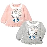(ピンク/90cm)ベビー服 女の子 Tシャツ 長袖 Hello Kitty ハローキティ 丸衿付 キャラプリント フリル 女児 ベビー