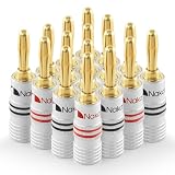 Nakamichi バナナプラグ banana plugs 24K金メッキ スピーカーケーブルコネクター アルミメタルシェル 12AWG-18AWGゲージサイズ4mm (16個（8ペア）, バナナプラグ)