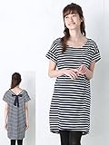 Angeliebe エンジェリーベ マタニティ ワンピース 授乳口付き バックリボン ゆる ボーダー カットソー ワンピ 妊婦服 産前 産後 M ネイビー 21952 21952260