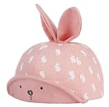 GEMVIE キャップ 赤ちゃん ハット 日焼け止め つば広 ウサギ造形 可愛い 子供帽子 女の子 男の子 男女兼用 幼稚園 お出かけ 調節可能 ピンク