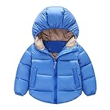 POTOJP ファッション 男女兼用 厚め ダウンジャケット キッズ服 ダウンコート 子供服 長袖上着 帽子付き アウター ジャケット 防寒 保温 綿服 通学 普段用 (90cm, Sky blue)