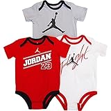 NIKE(ナイキ)エア・ジョーダン 赤x白x薄グレーJORDAN23Flightジャンプマン半袖ボディスーツ3枚セット (6-9months（身長約70-75cm）) [並行輸入品]