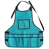 LORIA・JP 作業エプロン ガーデンエプロン 作業服 ガーデニング・園芸などのフィールドワーク エプロン 無地 複数のポケット フリーサイズ（ ブルー）