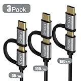 COOODI 【1本*1.8m+1本*1m+1本*30cm, Mirco usb+Type C】2in1 USB充電ケーブル Mircousbケーブル アンドロイド充電 USB type C ケーブル 急速充電 高速データ転送対応 Galaxy/Xperia/Nexus/Android各種スマートフォン