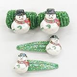 ラメ　スノーマン ベビーゴム　パッチンどめ セット