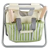 ガーデン ツール ガーデンバッグ付き折りたたみ腰掛け スツール ストライプ [並行輸入品]