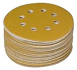 POWERTEC 44208G-50 6 8 Hole 80 Grit Hook and Loop Sanding Discs - Gold (50 Pack) [並行輸入品]