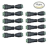 Liwinting 10オス+ 10メスDCコネクタ、2.1×5.5mm DC電源ケーブルジャックアダプタLEDストリップライト用コネクタプラグ、テープライトケーブル、CCTVカメラ、DC 12Vを使