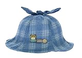 Roffatide 男の子 女の子 格子柄 釣り帽子 デニム帽子 子供 春夏 アウトドア 紫外線対策 日よけ帽子 ブルー A