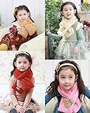 (韓国スタイル子供帽子) キッズマフラー 男女通用マフラー可愛い熊チャンモコモコファー暖かいデザイン orange,free