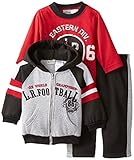 反逆Little Baby Baby Boys ' 3 Piece FootballスウェットシャツTシャツとパンツ カラー: ブラック