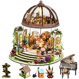 Cjeuxnr DIY ミニチュア ドールハウスキット 3Dパズルモデル ガーデンハウス 温室部屋 家具&LEDビルディングキット付き 大人用