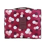 PANCY 化粧ポーチ コスメポーチ 防水 小物入れ オックスフォード 大容量 可愛い 花柄 おしゃれ(パープル)