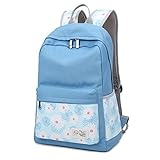 Artone Daypack Floral Daisy Canvas School Backpack With Laptop Compartment Blue [並行輸入品]