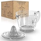 CuttleLab ガラス2カップジューサー (クリア) - レモンとライム手動絞り器 シトラスリーマー