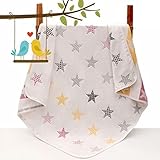 ベビーケット オーガニックコットン 毛布 タオル１００％綿　通気 6重ガーゼケット 星柄 ピンク