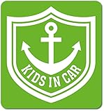 imoninn KIDS in car ステッカー　【マグネットタイプ】　No.14　イカリ　（黄緑色）