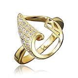 18 KゴールドウォータードロップWave Sailing Toeミディリング結婚記念バンド ゴールド