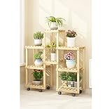 消毒木製フラワースタンド アンティーク4層天然広葉樹屋内/屋外植物劇場折りたたみポータブルハーブブース温室ウッドシェルフ庭装飾 強い支持力 (色 : B)