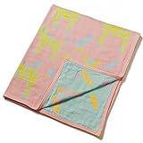 Breganwood Organics Muslin Baby Blanket (Pink with Yellow and Blue Zebras) by Breganwood Organics