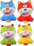 猫貯金箱 – セラミックのセット4 = (レッド、ブルー、グリーン、イエロー)