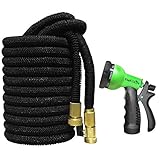 Expandable Garden Hose 50 & 100 Feet With Strongest Triple Core Latex & Solid Brass Fittings 8 Patte