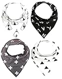 MKONY Baby Bandana Drool Bibs with 2 Snaps,Monochrome Set,Soft Absorbent Cotton, Cute Baby Gift for 
