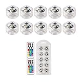 ALED LIGHT LED潜水ライト 水中LEDライト サブマリンLEDランプ 魚タンクライト SMD3528 防水 RGB マルチカラー 10個入り 電池式　リモコンで操作 安全 カラフル 潜水ラ