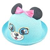 fenleo Kids夏ストロー帽子カワイイリボンBearビーチ太陽保護帽子ベビーガールズ Size:50-54cm/19.7-21.3"(Head Circumference)