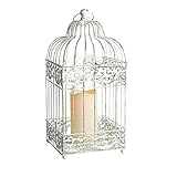 Gerson Metal Square Bird Cage Lantern with 3 by 6-Inch Resin LED Candle by Gerson